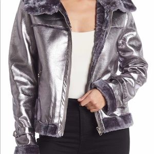 Metallic Faux Leather Jacket ✨